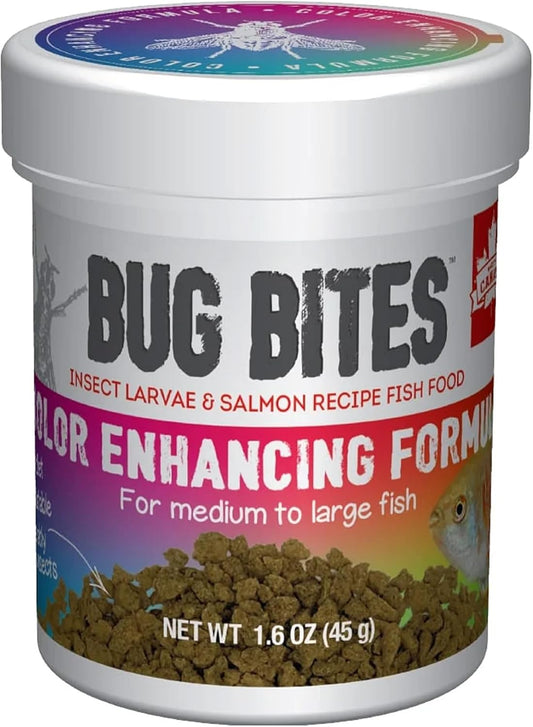 Fluval Bug Bites Color Enhancing Fish Food for Tropical Fish, Granules for Medium to Large Sized Fish, 1.6 oz.