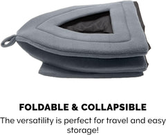 Furhaven Cat Bed Cave for Indoor Cats & Small Dogs, Washable & Foldable w/ Removable Cushion - Polar Fleece Pet Tent - Heather Gray, Small