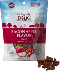 Exclusively Dog Chewy Training Treats Bacon Apple Flavor Grain Free Gluten Free, Made in The USA, 6 oz.