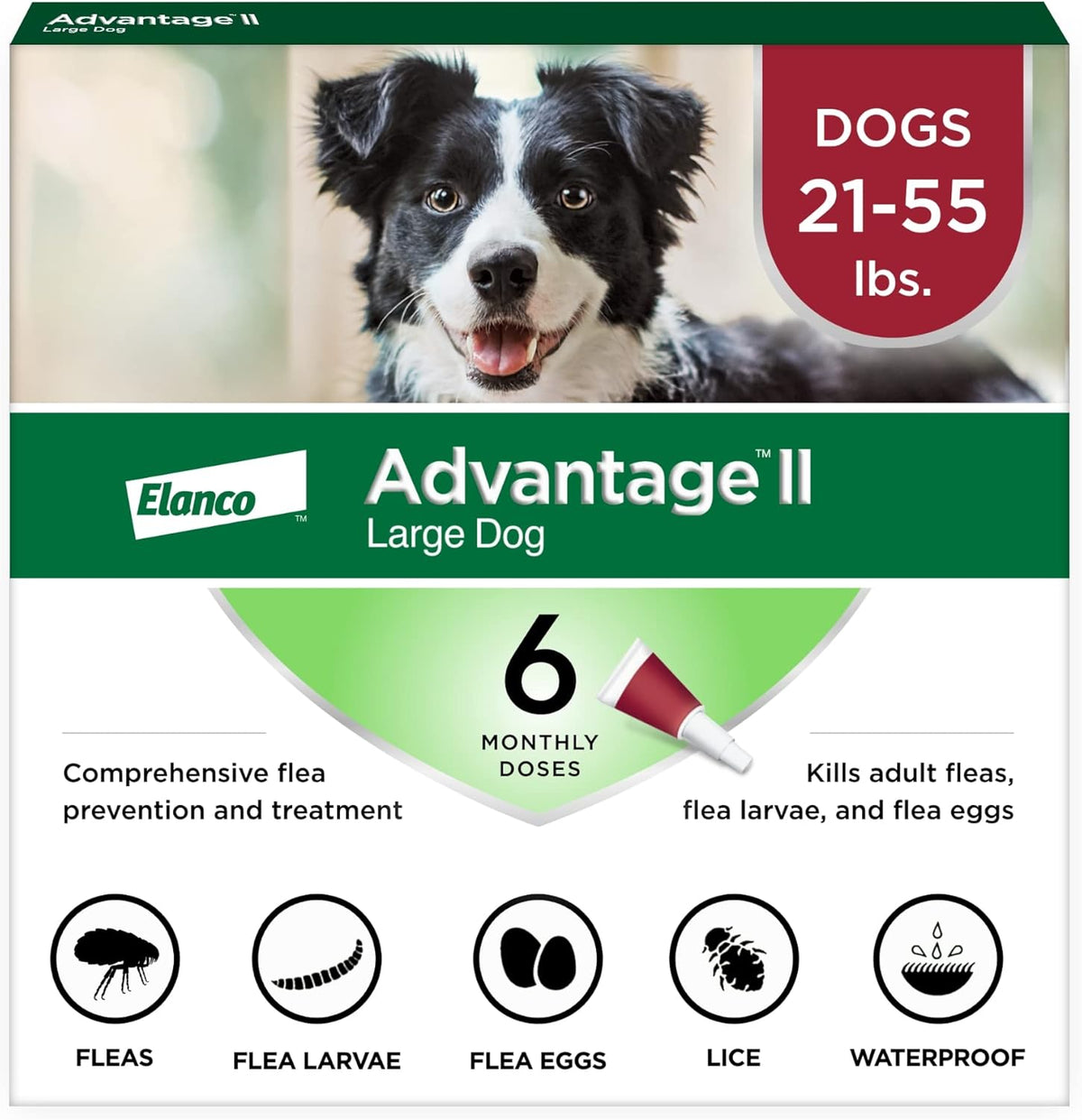 Elanco Advantage II Dog Vet-Recommended Flea Treatment & Prevention | 6-Month Supply