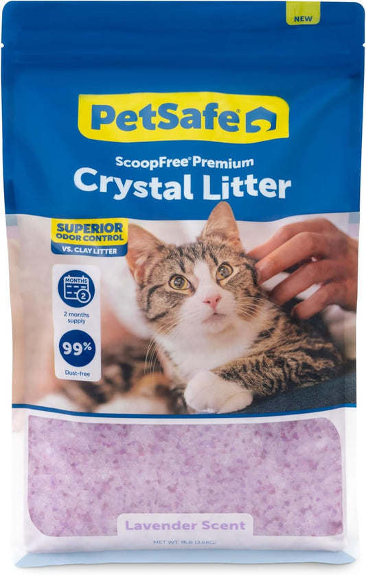PetSafe ScoopFree Odor Control Crystal Cat Litter, Lavender Scent, 8 Lb Bag