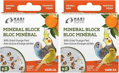 Mineral Block for Birds with Dried Orange Peel, Calcium Supplement Bird Treat (Pack of 2)