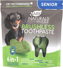 Ark Naturals Gray Muzzle Brushless Toothpaste, Senior Dog Dental Chews for Large Breeds, Vet Recommended for Plaque, Bacteria & Tartar Control, 1 Pack