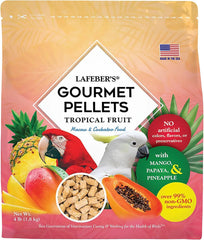 LAFEBER'S Tropical Fruit Gourmet Pellets Pet Bird Food, No Added Sugar, Made with Non-GMO and Human-Grade Ingredients, for Macaws and Cockatoos