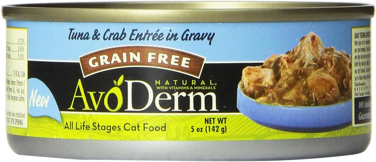 AvoDerm Natural Tuna & Crab Entrée in Gravy - Grain Free Wet Canned Cat Food 24 pk/3 oz