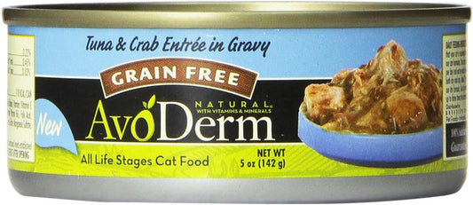 AvoDerm Natural Tuna & Crab Entrée in Gravy - Grain Free Wet Canned Cat Food 24 pk/3 oz