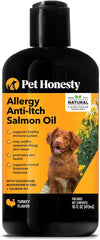 Pet Honesty Dog Allergy Relief Salmon Oil for Seasonal Itch Relief for Dogs, Omega-3 for Dogs, Dog Skin and Coat Supplement, May Reduce Shedding & Itching, Joint, Brain & Heart Health (16 oz)
