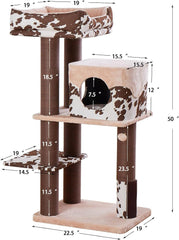PetPals 50” Grand Maine Coon™ Cat Tree – Cowboy, with Large Condo,Big Top Perch, Extra Durable & Sturdy Large Cat Tower (Brown)