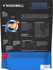 Dogswell Jerky Hip and Joint Dog Treats Grain Free Made in USA Only, Glucosamine and Chondroitin, Chicken