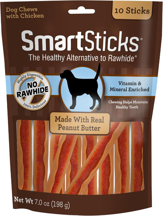 SmartBones SmartSticks With Real Peanut Butter Rawhide-Free Chews For Dogs