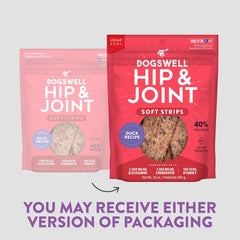 DOGSWELL Hip & Joint Dog Treats 100% Meaty, Grain Free, Glucosamine Chondroitin & Omega 3, Duck Soft Strips 10 oz