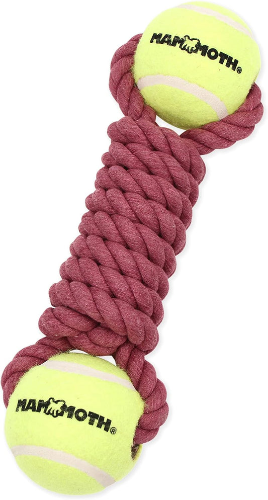 Mammoth Flossy Chews Twister Rope Toy with Tennis Balls Premium Cotton-Poly Tug Toy for Dogs Interactive Dog Tug Toy Rope Dog Toy with Tennis Balls for Medium to Large Dogs Large 13" Assorted Colors