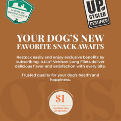 O.T.I.S. Wild Things Venison Lung Filets – 4 oz – Single-Ingredient Dog Treats – Grass-Fed, Farm-Raised Venison – No Hormones, GMOs, or Artificial Additives