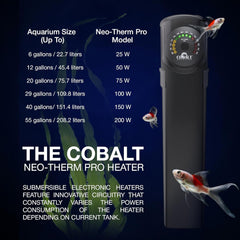 Cobalt Aquatics Neo-Therm Pro Aquarium Heater - Accurate ±0.5°F Electronic Thermostat - Shatterproof for Freshwater & Saltwater Tanks