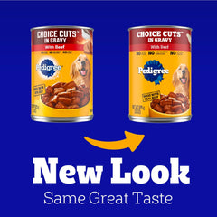 Pedigree Choice Cuts In Gravy Adult Canned Soft Wet Dog Food With Beef, 22 oz. Cans EA