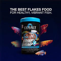 Cobalt Aquatics Probiotic Brine Shrimp with Blue Flakes - Nutrition Formula for Tropical & Marine Fish - Supports Digestion & Immune Health