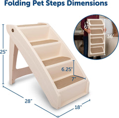 Solvit Product PetSafe CozyUp Folding Dog Stairs, Portable Indoor/Outdoor Pet Steps for Bed, Couch & Car, Tan