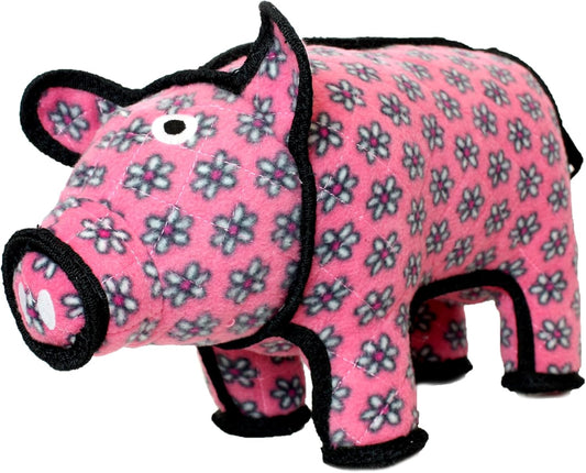 TUFFY - World's Tuffest Soft Dog Toy - Barnyard Pig- Multiple Layers. Made Durable, Strong & Tough. Interactive Play (Tug, Toss & Fetch). Machine Washable & Floats