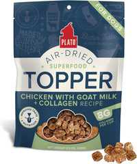 PLATO Pet Treats Dog Food Toppers - Air-Dried Dog Food Toppers for Dry Food - with Collagen to Support Skin and Coat Health - Goat Milk & Collagen Recipe