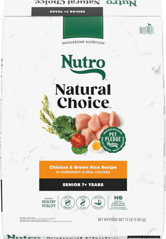 Nutro Natural Choice Senior Dry Dog Food, Chicken and Brown Rice Recipe, 13 lbs.