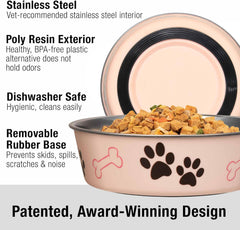 Loving Pets Bella Dog Bowls- Stainless Steel Dog & Cat Bowls - Spill Proof Dog Food Bowl, Cat Bowl, Puppy Essentials & Pet Supplies Great for Home & Travel