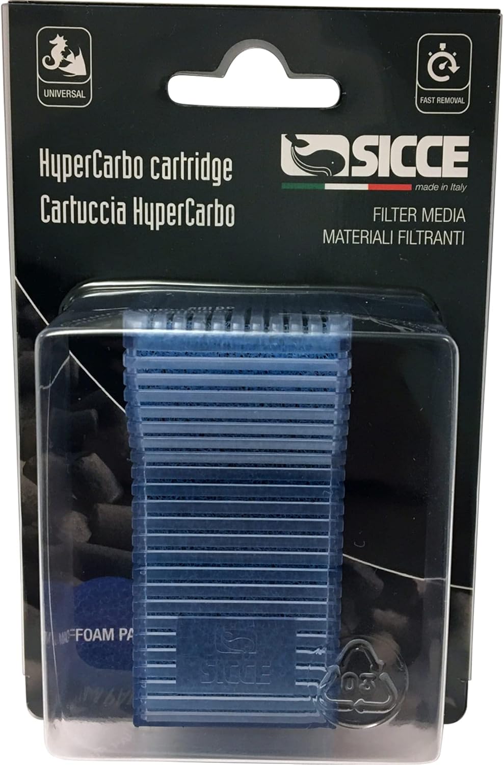 SICCE Replacement HyperCarbo Cartridge for MICRON Plus Internal Filter with Spong