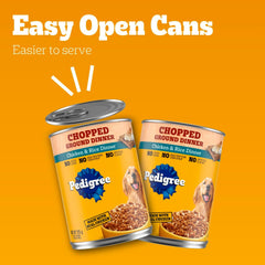 Pedigree Chopped Ground Dinner Adult Canned Soft Wet Dog Food, Chicken & Rice Flavor, 13.2 oz. Cans (12 Count, Pack of 1)