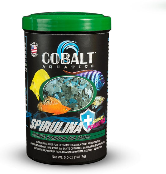 Cobalt Aquatics Spirulina Flakes with Blue Flakes, 0.5 oz - Premium Fish Food for Health & Vitality - Perfect for Freshwater & Marine Aquariums