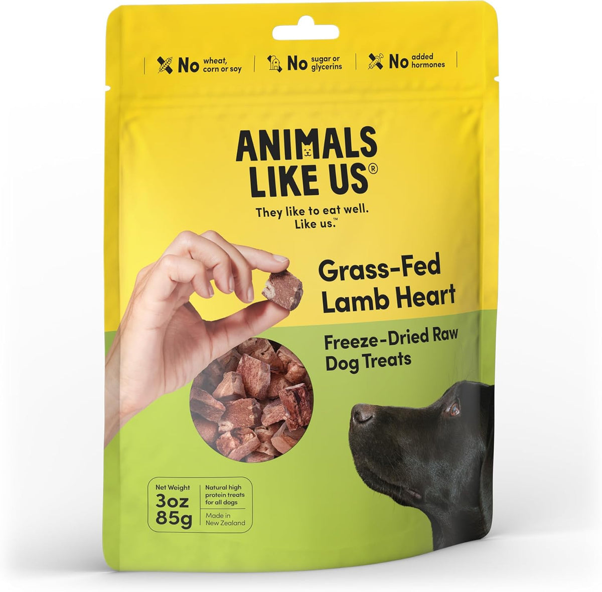 Animals Like Us - Premium Dog Treats, Freeze-Dried Raw 100% Grass-Fed Lamb Heart, Single Ingredient, Protein Rich, Non-GMO, No Wheat or Corn, 3 oz