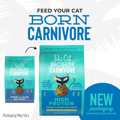 Tiki Cat Born Carnivore High Protein, Herring & Salmon Meal, Grain-Free Baked Kibble to Maximize Nutrients, Dry Cat Food