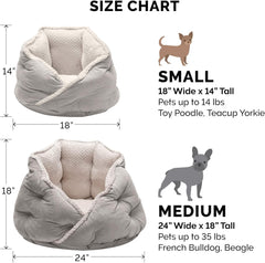 Furhaven 18" Round Pet Bed for Indoor Cats & Small Dogs, 100% Washable, For Pets Up to 14 lbs - Minky Plush & Velvet Hug Bed - Silver Gray, 18-inch