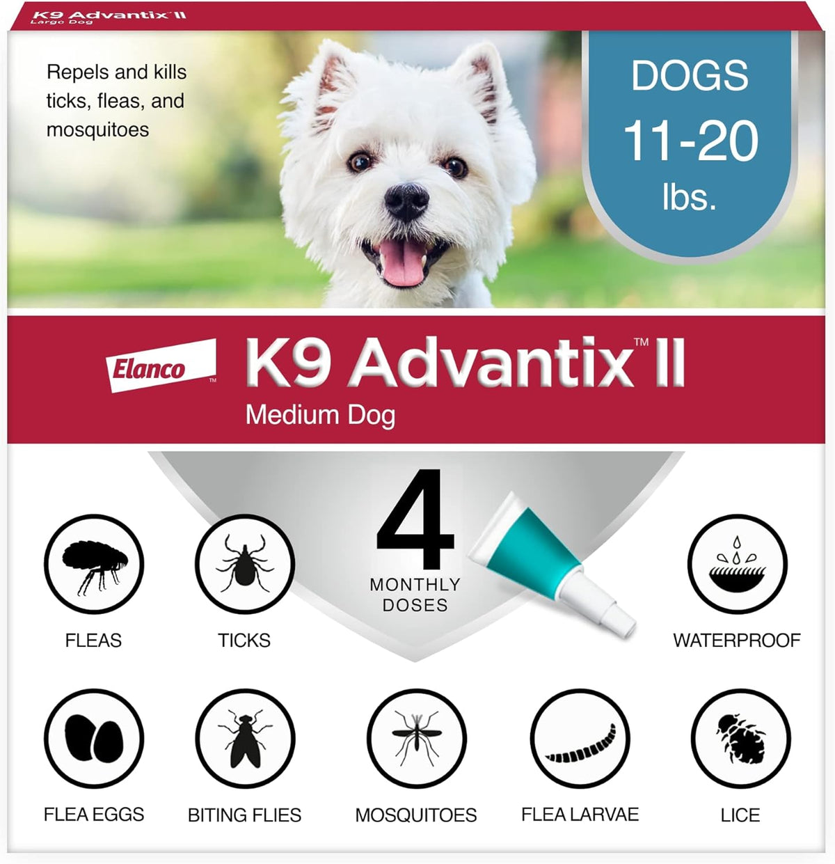 Elanco K9 Advantix II Dog Vet-Recommended Flea, Tick & Mosquito Treatment & Prevention | 4-Mo Supply