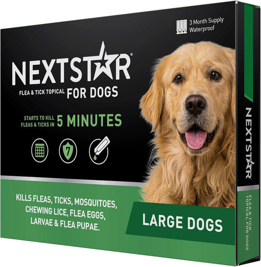 Flea And Tick Prevention For Dogs, Repellent, Treatment, and Control, Fast Acting Waterproof Topical Drops for Small, Medium and Large Dog and Puppies, 3 Monthly Doses