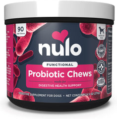Nulo Functional Probiotics Dog Supplement, Made with prebiotic and probiotic to Help Support Dog Digestive and Bowel Health, 90 Soft Chews