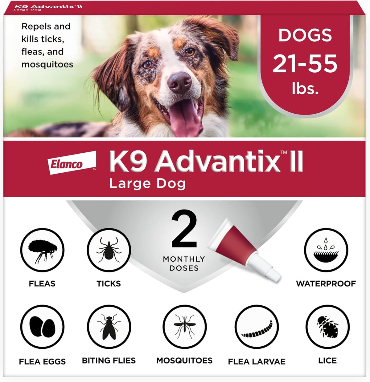Elanco K9 Advantix II Dog Vet-Recommended Flea, Tick & Mosquito Treatment & Prevention | Dogs 4-10 lbs. | 2-Mo Supply