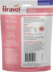 Bravo! Bonus Bites Single Ingredient Freeze Dried Raw Dog Treats, Salmon, 2 Ounce, High Protein, Grain Free, Gluten Free