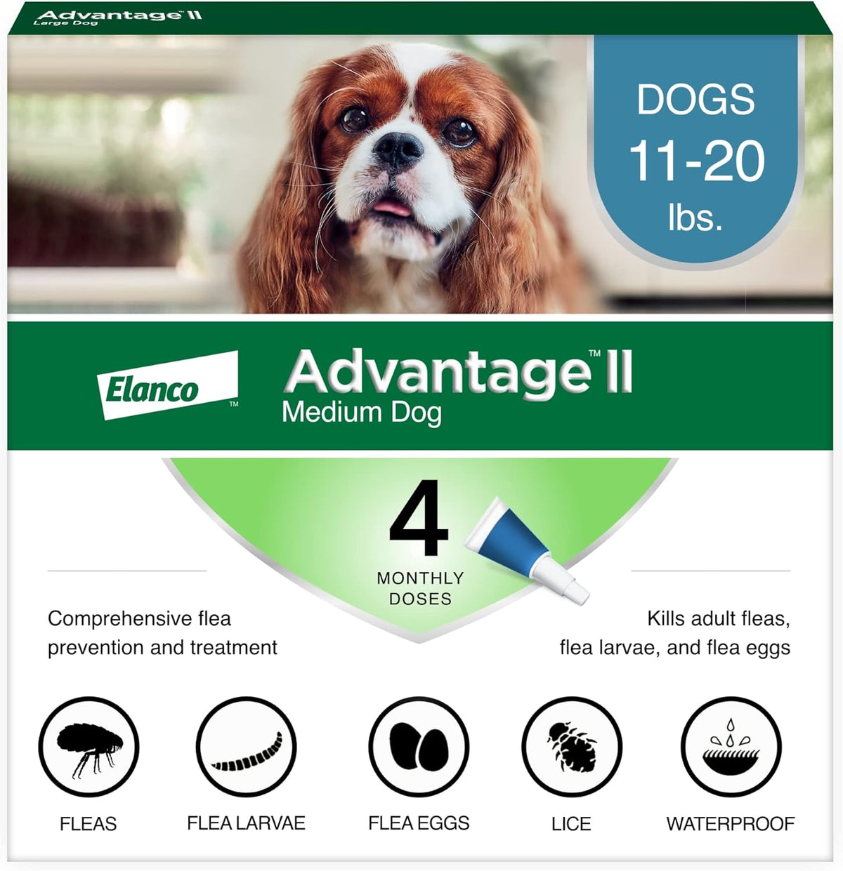 Elanco Advantage II Dog Vet-Recommended Flea Treatment & Prevention | 4-Month Supply