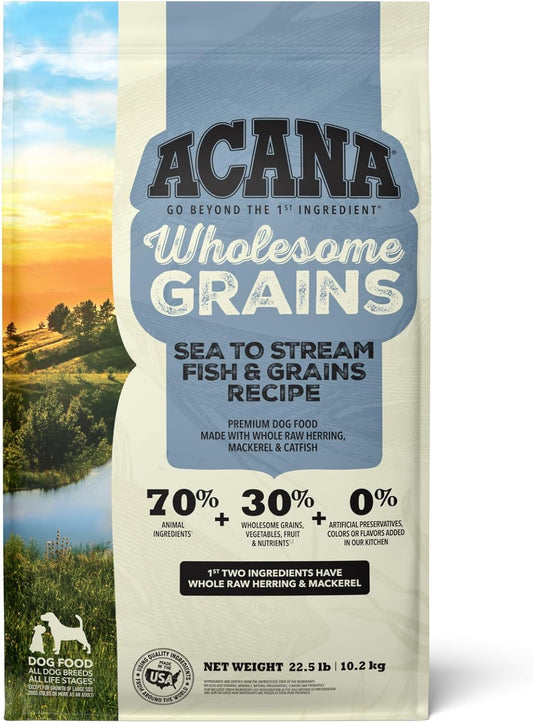 ACANA Wholesome Grains Dry Dog Food, Sea to Stream, Saltwater and Freshwater Fish & Grains Recipe