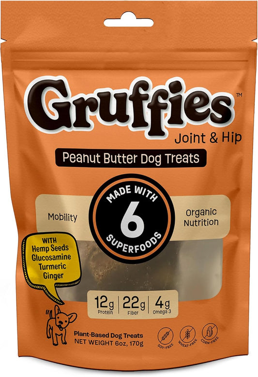Joint and Hip Support Peanut Butter Dog Treats 170g - All Natural Ingredients, Made in The USA, Supplements for Mobility and Joint Health