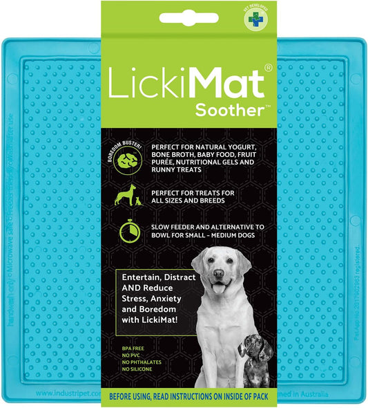 LickiMat Classic Soother Slow Feeder for Dogs Lick Mat Boredom Anxiety Reducer Perfect for Food Treats Yogurt Liquid Food Peanut Butter Fun Alternative to a Slow Feed Dog Bowl, Turquoise