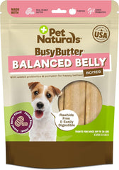 Pet Naturals BusyButter Balanced Belly Peanut Butter Bones, Rawhide-Free Chews for Medium/Large Dogs, Long Lasting Chew Bones, Probiotics and Pumpkin for Gut Health, 4 Count
