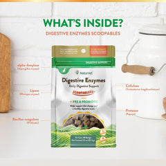 NaturVet Scoopables Cat Digestive Support - Digestive Enzymes for Cats with Probiotic - Supports Diet Change, Sensitive Stomachs & Healthy Digestive Tract - Salmon Flavored