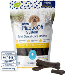 NaturVet Proden PlaqueOff Sytem Mini Dental Care Bones - Peanut Butter Banana - 12 oz, Brown