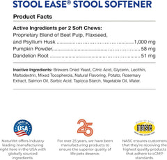 NaturVet – Stool Ease for Dogs – 40 Soft Chews – Helps Maintain Regular Bowel Movements – Enhanced with Sugar Beet Pulp, Flaxseed & Psyllium Husk – 40 Day Supply