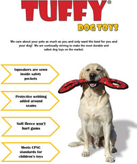 TUFFY - World's Tuffest Soft Dog Toy - Ocean Crab - Squeakers - Multiple Layers. Made Durable, Strong & Tough. Interactive Play (Tug, Toss & Fetch). Machine Washable & Floats.