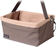 Solvit Product PetSafe Happy Ride Booster Seat - Dog Booster Seat for Cars, Trucks and SUVs - Easy to Adjust Strap - Durable Fleece Liner is Machine Washable and Easy to Clean - Medium, Brown