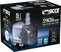 SICCE Syncra Silent 3.5 Multifunction 687 GPH Submersible Water Pump | Italian Made 68W Ultra Quiet Durable Aquarium Fish Tank, Fountain, Pond, Hydroponics, Terrarium Black | Freshwater & Saltwater
