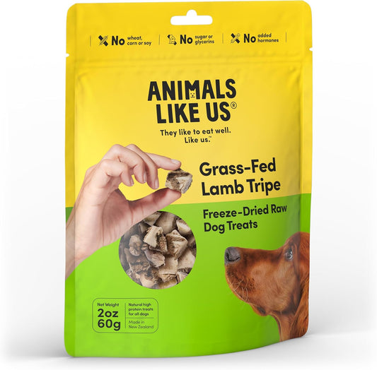 Animals Like Us - Premium Dog Treats, Freeze-Dried Raw 100% Grass-Fed Lamb Tripe, Single Ingredient, Protein Rich, Non-GMO, No Wheat or Corn, 2 oz