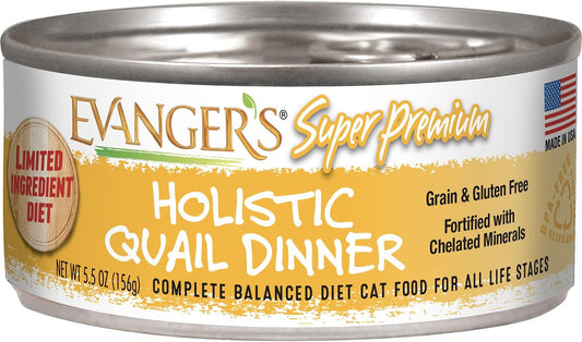 Evanger's Super Premium Holistic Quail Dinner for Cats - 24, 5.5 oz Cans