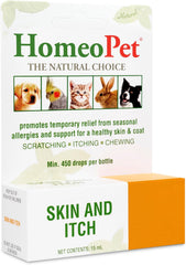 HomeoPet Skin and Itch, Safe and Natural Itch Relief for Dogs and Cats, Coat and Skin Soother for Pets, 15 Milliliters
